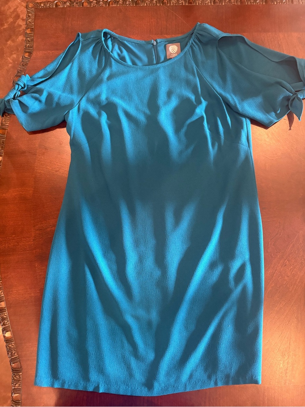 Vince Camuto Teal Cold-Shoulder Mini Dress